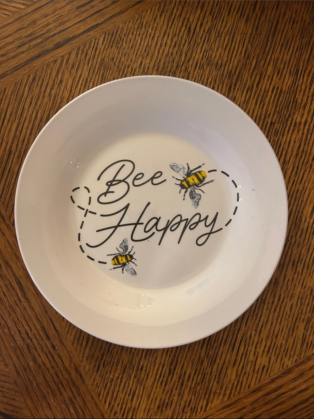 Royal Norfolk: White Ceramic 'Bee Happy' & ‘Bee Kind’ Ceramic Plates